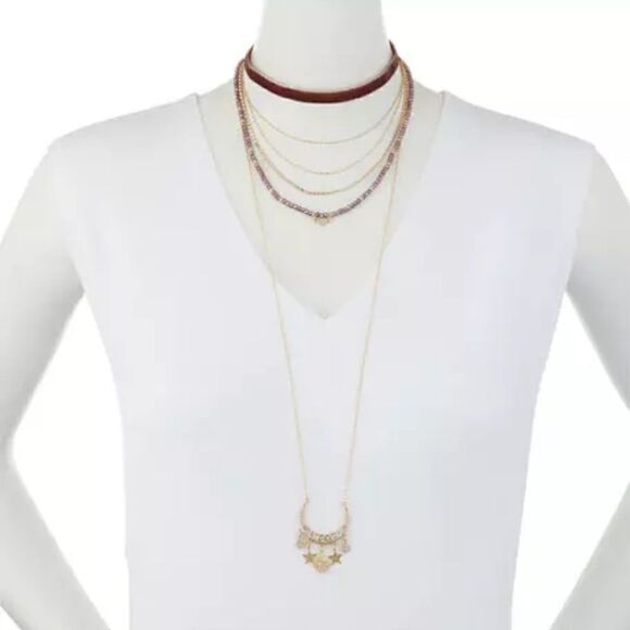🌟Neiman Marcus Layered Choker Charm Pendant Necklace🌟 - Picture 1 of 5